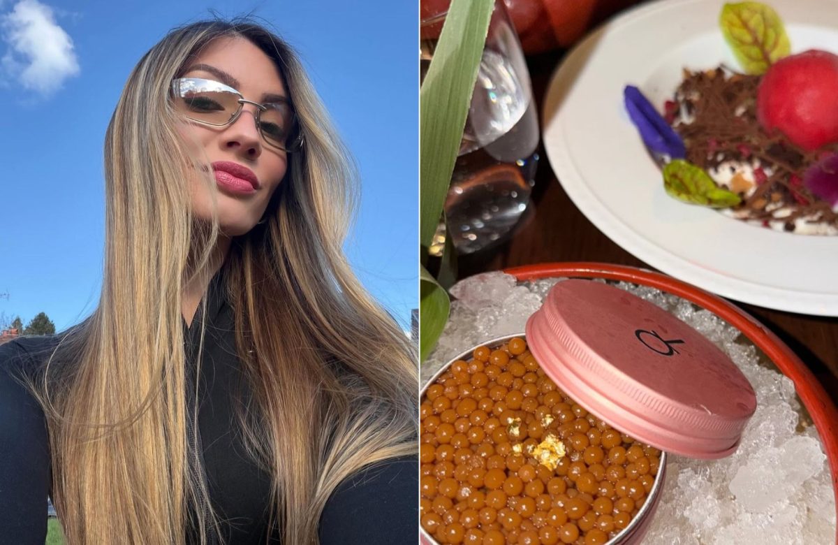 Anna Maria Casemiro experimenta caviar com folha de ouro em restaurante de luxo de Nova York