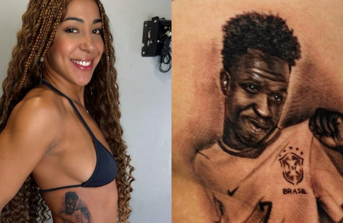 Influenciadora que tatuou rosto de Vini Jr. brinca sobre novo visual: ‘Preciso retocar’